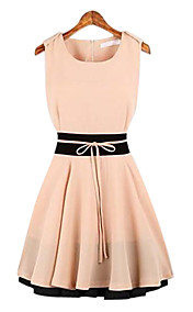 Épissure Couleur Mini robe à volants des femmes