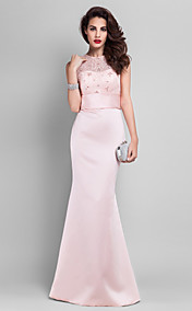 robe de soirée trompette / sirène bijou parole longueur satin et dentelle (551 362)