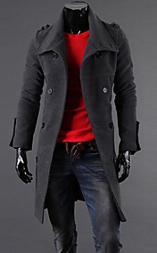 [XmasSale]Men's Lapel Collar Casual Long Sleeve Epaulette Double-Breasted Trench Coat