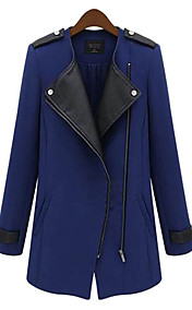 mince épaule fermeture éclair pad long manteau des femmes