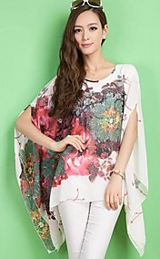 Women's Overall Ink Flower Print Tops Suncare Shirt