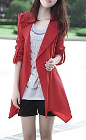 col de chemise de couleur unie des femmes long manteau avec ceinture