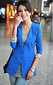 Women's Korean Version of The Candy Colored Collarless Long Sleeve Blazer