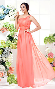 colonne de longueur gaine en mousseline de soie une épaule robe robe de demoiselle d'honneur de sol (1466937)