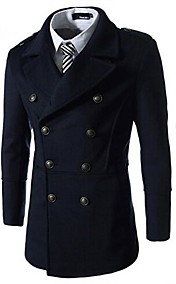Men's Lapel Collar Double-Breasted Trench Coat