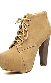 [CyberMondaySale]chaussures mode bout carré gros talon en daim cheville bottes pour femmes avec lacets et tirette plus de couleurs disponibles