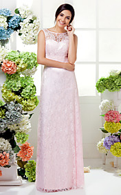 [XmasSale]Sheath/Column Jewel Floor-length Lace Bridesmaid Dress (1466931)