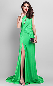 A-line One Shoulder Court Train Jersey Evening Dress (984182)