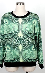 PinkQueen® Women's Spandex Green Egyptian Pyramids Printed Sweatshirt