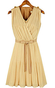 Robe plissée en mousseline de soie sans manches femmes