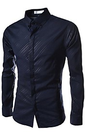Mens Casual Slim Fit Stripe Stretchy Shirts