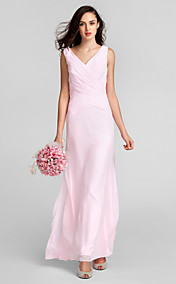 Robe de Demoiselle d'Honneur en Mousseline de Soie, Coupe Princesse, Décolleté en V