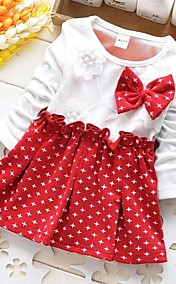 [XmasSale]Girl's Red Star Cotton Bow Sundress Spring And Autumn Baby Child Clothes Dresses