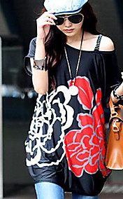 Robes d'été coréen de fleur T-shirt imprimé lâche des femmes