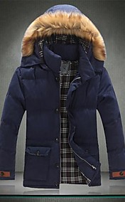 Men's Pure Color With Thick Cotton Padded Clothes Coat