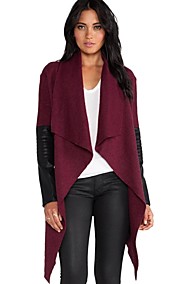 cuir d'hiver maille ouverte manteau de laine des femmes