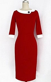 XinYuanGe® Women's Turn Down Collar Seven Point Sleeve Loose Dress