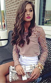Women's Lace Crochet Splicing Chiffon Blouse
