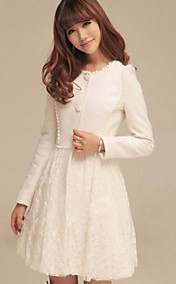 dentelle ronde tweed manteau à manches patchwork feuilletée des femmes