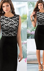 Women's Lace Splicing Sleeveless Bodycon Dress