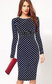 Women's A-Line Polka Dots Bodycom Long Sleeve Dress