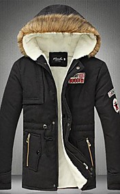 Men's Pure Color With Thick Cotton Padded Clothes Coat