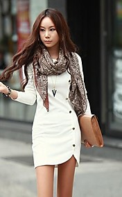Women's European Casual Long Sleeve  Solid color  Plus Sizes Dress