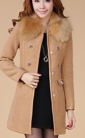 col de fourrure de mode de manteau de laine mince de la tranchée des femmes (plus de couleurs)