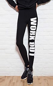 Women's Cotton Pencil Fitness Work out Statement Blogger Alphabet Print Sports Leggings