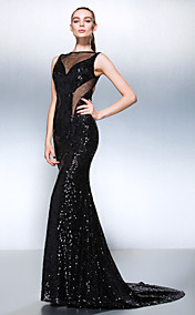 Trumpet/Mermaid Jewel Court Train Sequined Evening Dress