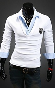 Men's Slim Casual V Neck Embroidery Fake two T-Shirts