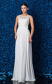 Robe de Mariée Fourreau - Tour du Cou - Ras du Sol (Mousseline de Soie/Dentelle)