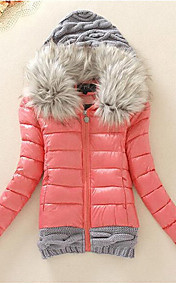 Women's Fur Hooded Short Design Down Jacket Padded Large Fur Collar Plus Size Winter Coat Fashion Outerwear