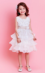 Ball Gown Jewel Knee-length Organza Flower Girl Dress (CB101)