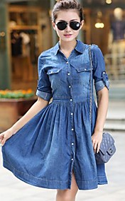 Women's Denim One Piece Slim Jeans Dress