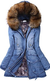 Manteau de denim de coton épais à capuche femmes