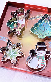 [XmasSale]thème de Noël bonhomme de neige 4 pièces / snowflower / arbre / Santa coupe forme de cookie, acier inoxydable