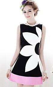 motif de fleur sans manches mini robe robe mince de femmes