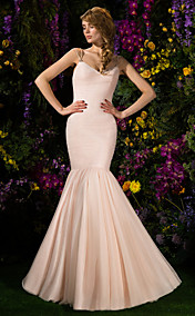 s'adapter& flare bretelles balayage / pinceau train de robe de tulle de demoiselle d'honneur (2092557)