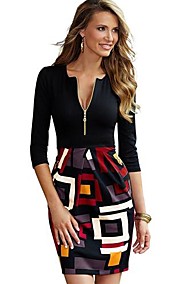 millésime mince robe manches ¾ moulante noire des femmes