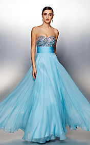 A-ligne-parole longueur robe de soirée en mousseline de soie chérie