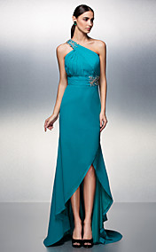 A-ligne une épaule robe de soirée en mousseline de soie asymétrique