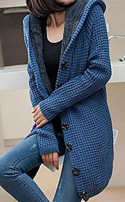 [NewYearSale]Women's Sweater Long Sleeve Hooded Hoodie Knit Cardigan
