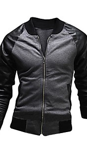 Men's Long Sleeve Regular Jacket , Polyester Pure