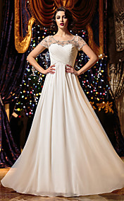 a-ligne de robe de mousseline de mariage-parole longueur cuillère