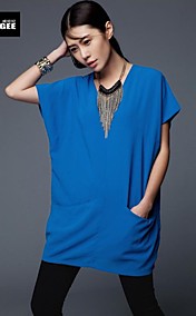 verragee® manches chauve occasionnels robe chemise en mousseline de soie lâche était mince femmes de grande taille