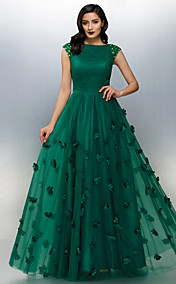 Robe - Longueur ras du sol A-line - Col bateau