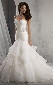 Trumpet/Mermaid Sweetheart Floor-length Organza Satin Wedding Dress