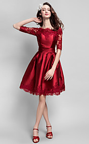 Cocktail Party Dress Ball Gown Bateau Knee-length Satin Dress