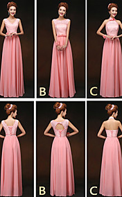 Mix & Match Dresses Floor-length Chiffon and Lace 3 Styles Bridesmaid Dresses (2859514)